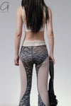 RUI fish scale stitching mesh flared pants RSS23KN06 nightfall black and gray gradient